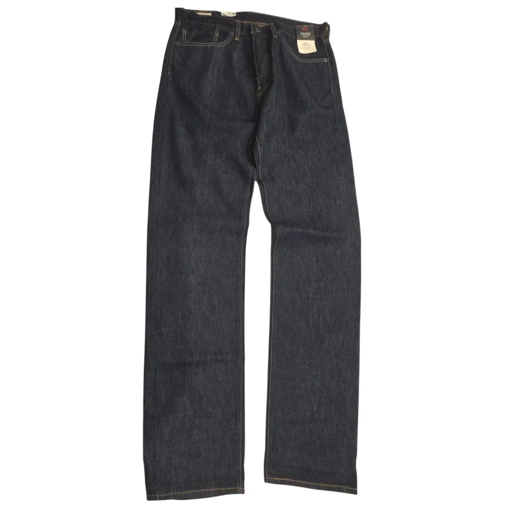 Levis Mens Premium 505 Regular Fit Jeans Dark Indigo Selvedge Denim 34x36